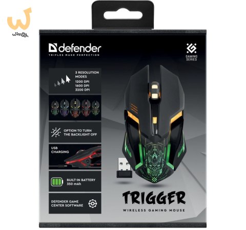 DEFENDER MYSZ GM-934 TRIGGER OPTIC RF BEZPRZEWODOWA 3200DPI 7P 52934 DEFENDER MYSZ GM-934 TRIGGER OPTIC RF BEZPRZEWODOWA 3200DPI 7P 52934