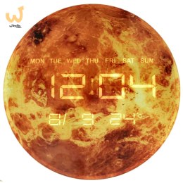 Zegar ścienny planeta mars z wyświetlaczem LED 32 cm pomarańczowy