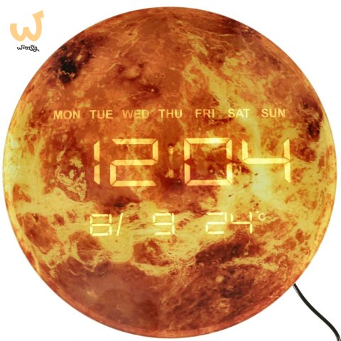 Zegar ścienny planeta mars z wyświetlaczem LED 32 cm pomarańczowy Zegar ścienny planeta mars z wyświetlaczem LED 32 cm pomarańczowy