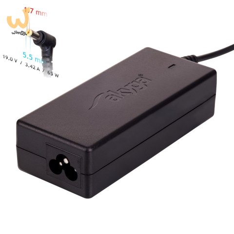 Zasilacz sieciowy Akyga AK-ND-06 do notebooka Acer (19 V; 3,42 A; 65W; 5.5 mm x 1.7 mm) Zasilacz sieciowy Akyga AK-ND-06 do notebooka Acer (19 V; 3,42 A; 65W; 5.5 mm x 1.7 mm)