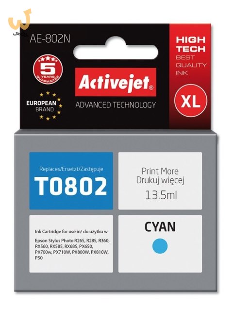 Activejet AE-802N Tusz (zamiennik Epson T0802; Supreme; 13.5 ml; niebieski) Activejet AE-802N Tusz (zamiennik Epson T0802; Supreme; 13.5 ml; niebieski)