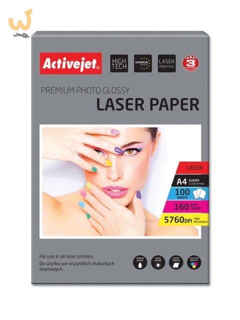 Activejet AP4-160G100L Papier fotograficzny błyszczący (A4; 100 szt.) Activejet AP4-160G100L Papier fotograficzny błyszczący (A4; 100 szt.)