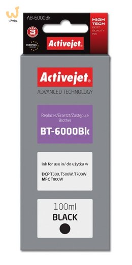 Activejet AB-6000Bk Tusz Buteleczka z atramentem (zamiennik Brother BT-6000BK; Supreme; 100 ml; czarny)