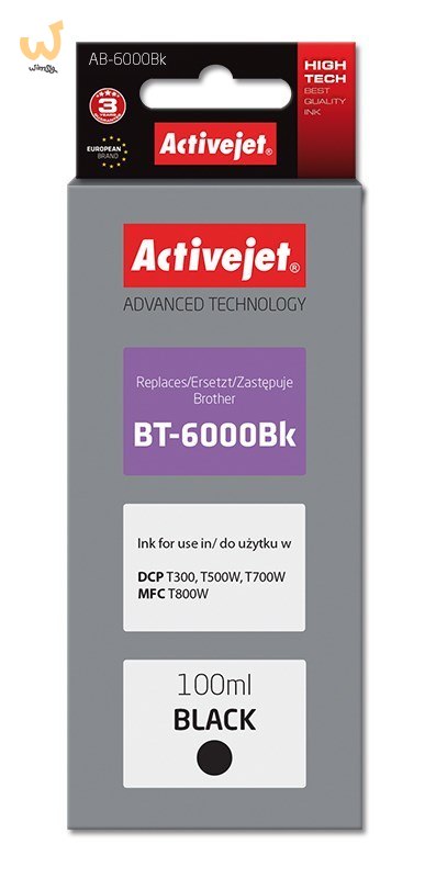 Activejet AB-6000Bk Tusz Buteleczka z atramentem (zamiennik Brother BT-6000BK; Supreme; 100 ml; czarny) Activejet AB-6000Bk Tusz Buteleczka z atramentem (zamiennik Brother BT-6000BK; Supreme; 100 ml; czarny)