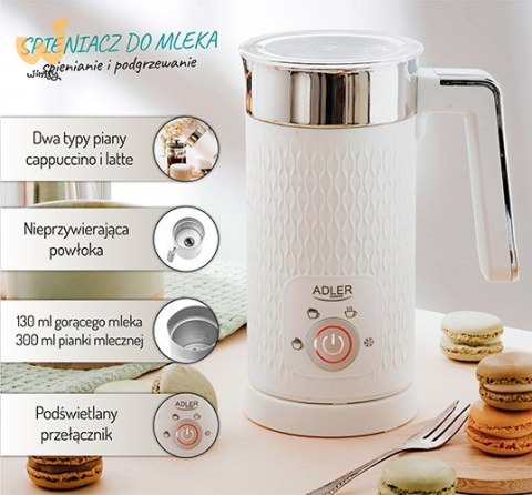 Spieniacz do mleka ADLER AD 4494 biały Spieniacz do mleka ADLER AD 4494 biały