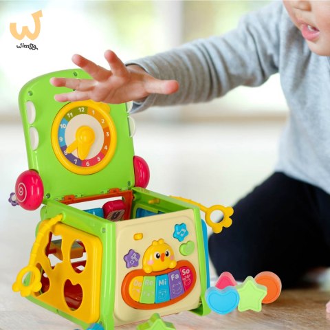 Kostka edukacyjna sorter z pianinkiem krokodyl 4w1 Kostka edukacyjna sorter z pianinkiem krokodyl 4w1