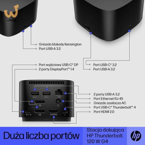 Stacja dokujaca HP Thunderbolt Dock G4 USB-C 120W Stacja dokujaca HP Thunderbolt Dock G4 USB-C 120W
