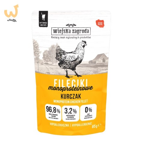 Wiejska Zagroda Karma mokra dla kota Fileciki Kurczak (dorosły) 85g (12 szt/op)