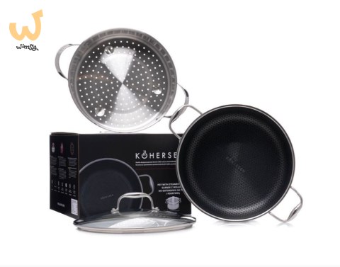 Garnek z powłoką DIAMOND Kohersen Black Cube z funkcją gotowania na parze (28 cm ; 8,3l) Garnek z powłoką DIAMOND Kohersen Black Cube z funkcją gotowania na parze (28 cm ; 8,3l)