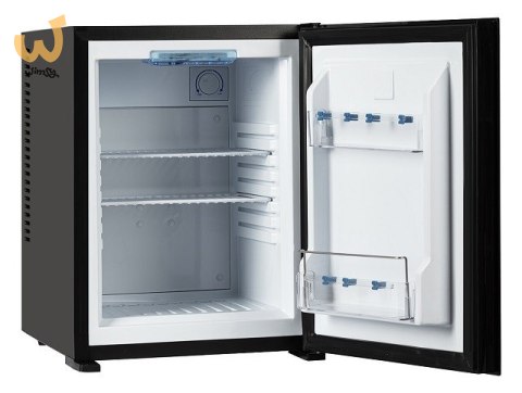 Bezszmerowy minibar termoelektryczny MPM-30-MBS-06/L z szklanym frontem czarny Bezszmerowy minibar termoelektryczny MPM-30-MBS-06/L z szklanym frontem czarny
