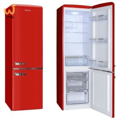 Lodówka Amica Retro FK2965.3RAA (550mm x 1810mm x 615 mm; 181 l; Klasa A++; kolor czerwony) Lodówka Amica Retro FK2965.3RAA (550mm x 1810mm x 615 mm; 181 l; Klasa A++; kolor czerwony)