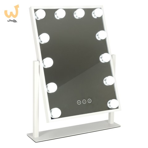 Lusterko do makijażu kosmetyczne podświetlane LED Hollywood z 12 żarówkami USB 30 x 40 cm Lusterko do makijażu kosmetyczne podświetlane LED Hollywood z 12 żarówkami USB 30 x 40 cm