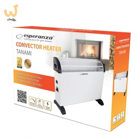 ESPERANZA KONWEKTOR 750W/1250W/2000W TANAMI BIAŁY EHH008 ESPERANZA KONWEKTOR 750W/1250W/2000W TANAMI BIAŁY EHH008