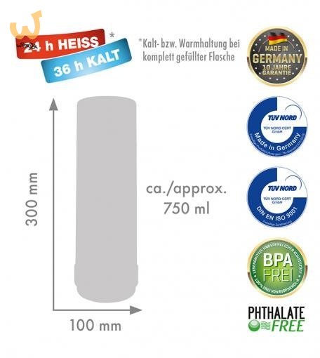 ROTPUNKT TERMOS SZKLANY POJ. 0,750 L, GLOSSY ABSIN ROTPUNKT TERMOS SZKLANY POJ. 0,750 L, GLOSSY ABSIN