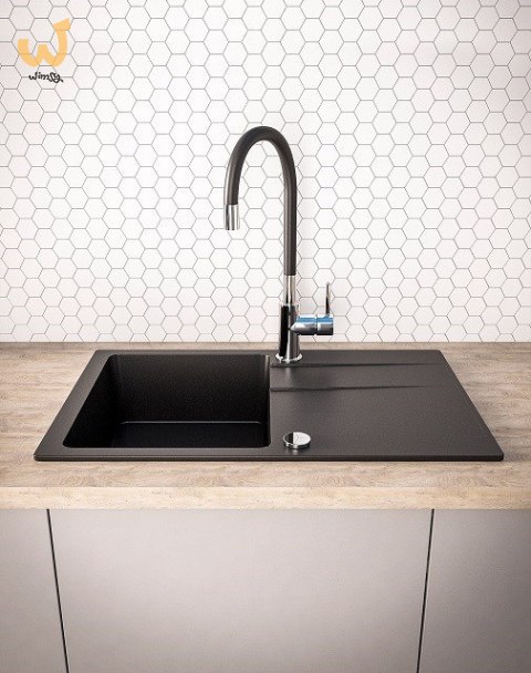 Czarny zestaw zlew z baterią - zlewozmywak Maidsinks Bali (62x44) 1B 1D czarny + Bateria Lungo czarna Czarny zestaw zlew z baterią - zlewozmywak Maidsinks Bali (62x44) 1B 1D czarny + Bateria Lungo czarna