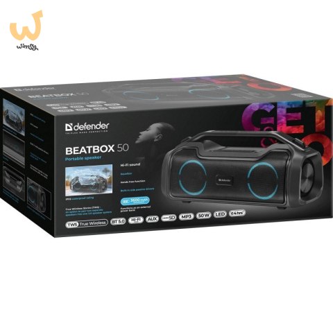 DEFENDER GŁOŚNIK BEATBOX 50 BLUETOOTH 50W BT/RGB/TF/TYPEC/IPX5/PWB 65950 DEFENDER GŁOŚNIK BEATBOX 50 BLUETOOTH 50W BT/RGB/TF/TYPEC/IPX5/PWB 65950