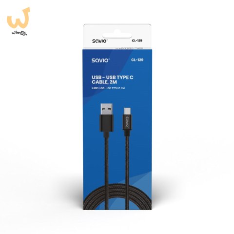 Kabel SAVIO CL-129 (USB typu C - USB 2.0 typu A ; 2m; kolor czarny) Kabel SAVIO CL-129 (USB typu C - USB 2.0 typu A ; 2m; kolor czarny)