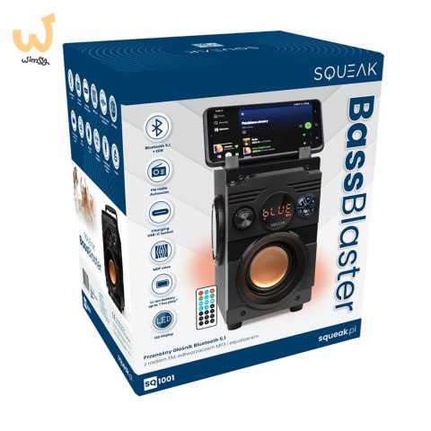 SQUEAK GŁOŚNIK BASSBLASTER BLUETOOTH 5.1, RADIO FM, ODTWARZACZ MP3 SQ1001 SQUEAK GŁOŚNIK BASSBLASTER BLUETOOTH 5.1, RADIO FM, ODTWARZACZ MP3 SQ1001