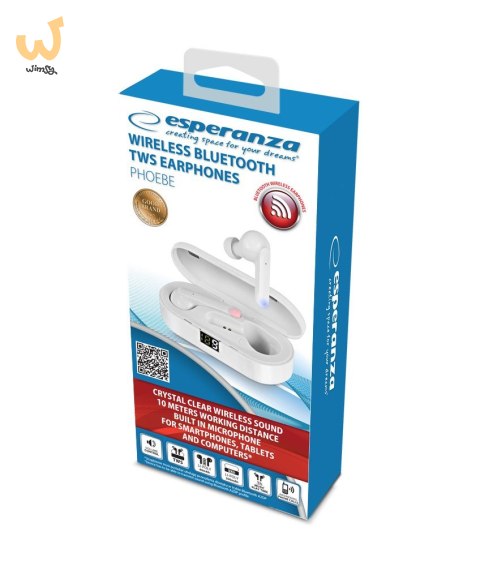 ESPERANZA SŁUCHAWKI DOUSZNE BLUETOOTH TWS PHOEBE EH230W ESPERANZA SŁUCHAWKI DOUSZNE BLUETOOTH TWS PHOEBE EH230W