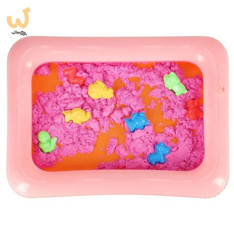 Piasek Kinetyczny w wiaderku 1kg foremki różowy Piasek Kinetyczny w wiaderku 1kg foremki różowy