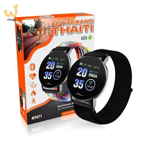 MEDIA-TECH SMARTBAND THAITI, MONITORING CIŚNIENIA KRWI, PULSU ORAZ INNYCH PARAMETRÓW, DWA PASKI NYLONOWE W ZESTAWIE MT871 MEDIA-TECH SMARTBAND THAITI, MONITORING CIŚNIENIA KRWI, PULSU ORAZ INNYCH PARAMETRÓW, DWA PASKI NYLONOWE W ZESTAWIE MT871