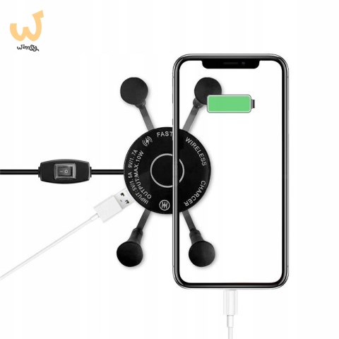 Uchwyt na telefon i ładowarka indukcyjna FreedConn MC7W + BM2R mocowanie do główki ramy Uchwyt na telefon i ładowarka indukcyjna FreedConn MC7W + BM2R mocowanie do główki ramy