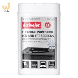 Activejet AOC-302 chusteczki do matryc LCD. (100 szt.) Nawilżane chusteczki do matryc, usuwające wszelkiego rodzaju zanieczyszcz