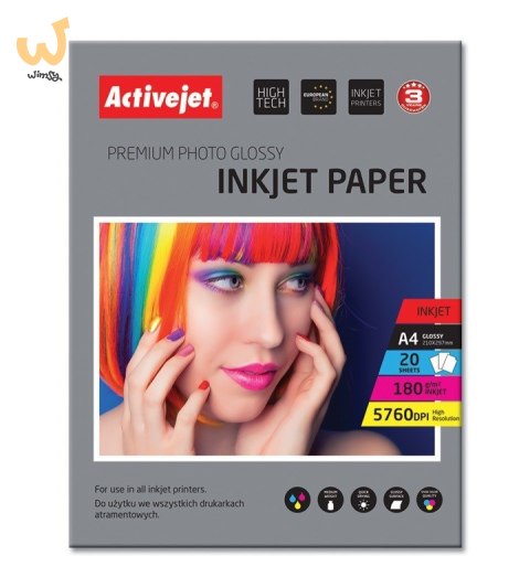 Activejet AP4-180G20 Papier fotograficzny błyszczący (A4; 20 szt.) Activejet AP4-180G20 Papier fotograficzny błyszczący (A4; 20 szt.)