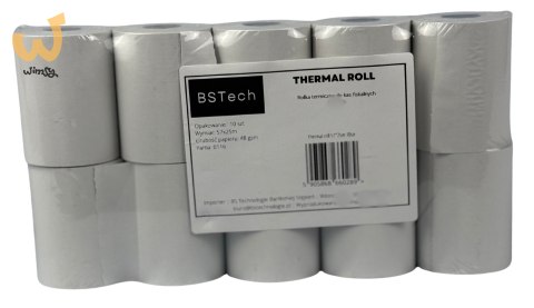 BSTech Papier, rolka termiczna do kas fiskalnych 57x25m 10 sztuk BSTech Papier, rolka termiczna do kas fiskalnych 57x25m 10 sztuk