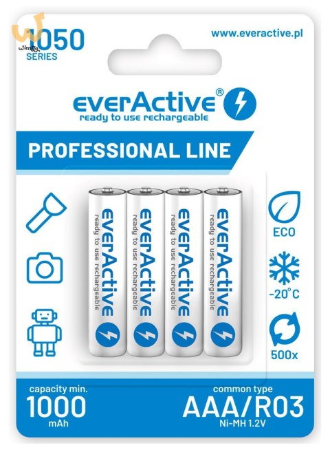 Zestaw akumulatorków everActive Professional line EVHRL03-1050 (1050mAh ; Ni-MH LSD) Zestaw akumulatorków everActive Professional line EVHRL03-1050 (1050mAh ; Ni-MH LSD)