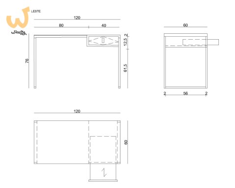 Biurko z szufladą 120x60 LESTE czarny/dąb Biurko z szufladą 120x60 LESTE czarny/dąb