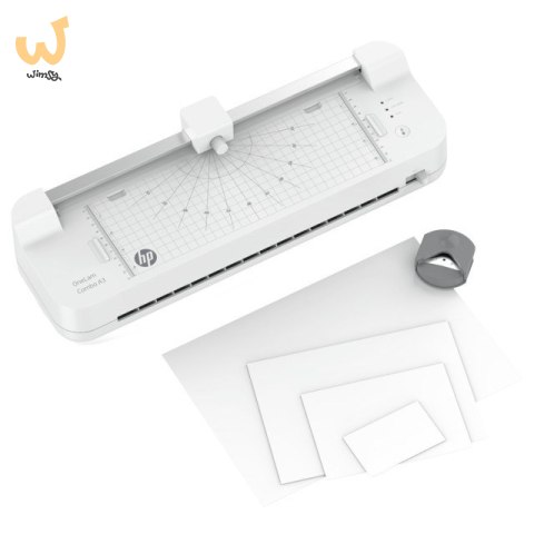 HP Laminator ONELAM COMBO A3, na zimno/gorąco, zintegrowany trymer, zaokrąglacz rogów, prędkość 40cm/min + 15 folii: 3xA4, 4xA5, HP Laminator ONELAM COMBO A3, na zimno/gorąco, zintegrowany trymer, zaokrąglacz rogów, prędkość 40cm/min + 15 folii: 3xA4, 4xA5,