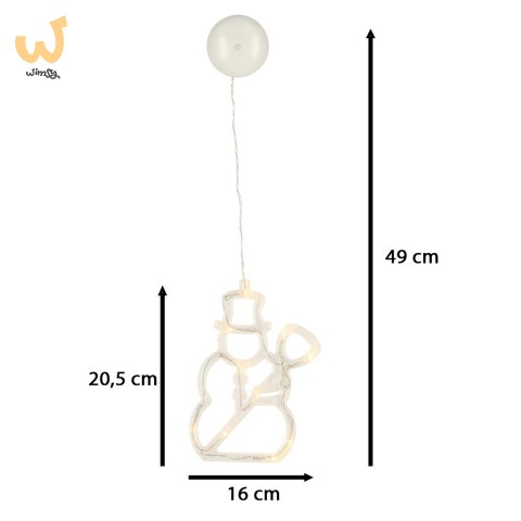 Lampki LED wisząca dekoracja świąteczna okna bałwanek 49cm przyssawka 10 LED Lampki LED wisząca dekoracja świąteczna okna bałwanek 49cm przyssawka 10 LED