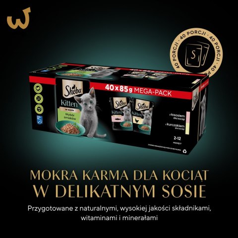 SHEBA Nature's Collection Drobiowe smaki w galarecie- Junior Kurczak/Łosoś - Mokra karma dla kota 40x85g SHEBA Nature's Collection Drobiowe smaki w galarecie- Junior Kurczak/Łosoś - Mokra karma dla kota 40x85g