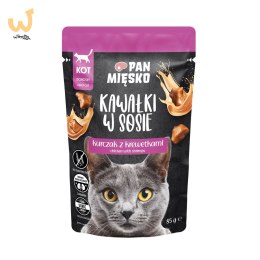 PAN MIĘSKO Kawałki w sosie Kurczak z krewetkami (dorosły) - Karma mokra dla kota - 85g