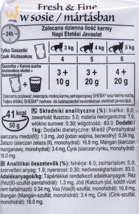 SHEBA Fresh & Fine mięsne dania w sosie - mokra karma dla kota - 6x50 g SHEBA Fresh & Fine mięsne dania w sosie - mokra karma dla kota - 6x50 g