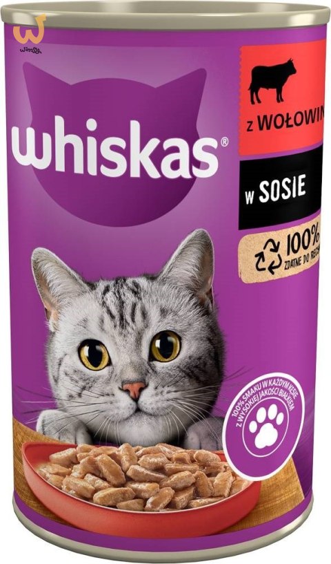 WHISKAS Adult Wołowina w sosie - mokra karma dla kota - 400 g WHISKAS Adult Wołowina w sosie - mokra karma dla kota - 400 g