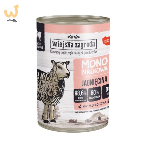 Wiejska Zagroda Monobiałkowa Jagnięcina (dorosły)Karma mokra dla kota 400g Wiejska Zagroda Monobiałkowa Jagnięcina (dorosły)Karma mokra dla kota 400g