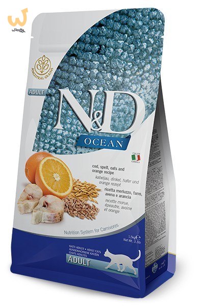 FARMINA N&D Ocean Cod, Spelt, Oats & Orange Adult - sucha karma dla kota - 1,5kg FARMINA N&D Ocean Cod, Spelt, Oats & Orange Adult - sucha karma dla kota - 1,5kg