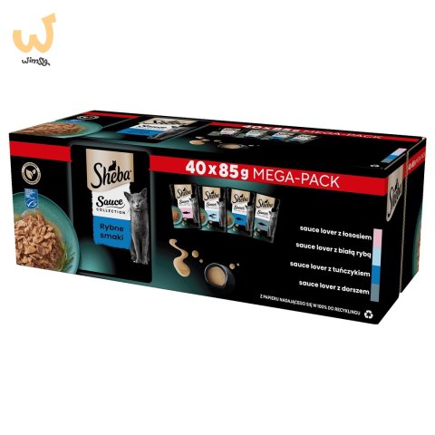 SHEBA Sauce Collection Mix Smaków rybnych w sosie - Mokra karma dla kota - 40x85g SHEBA Sauce Collection Mix Smaków rybnych w sosie - Mokra karma dla kota - 40x85g