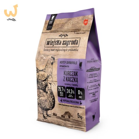 Wiejska Zagroda Kurczak z kaczką dla kotów 5kg Wiejska Zagroda Kurczak z kaczką dla kotów 5kg