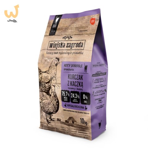 Wiejska Zagroda Kurczak z kaczką dla kotów 10kg