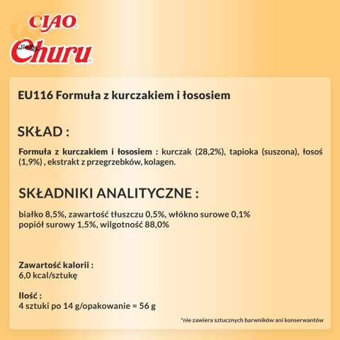INABA Churu Kurczak z łososiem - przysmak dla kota - 4x14 g INABA Churu Kurczak z łososiem - przysmak dla kota - 4x14 g