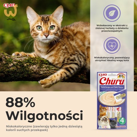 INABA Churu Tuńczyk z małżami - przysmak dla kota - 4x14 g INABA Churu Tuńczyk z małżami - przysmak dla kota - 4x14 g