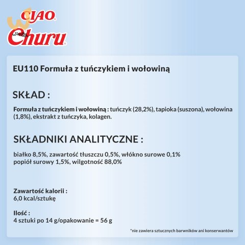 INABA Churu Tuńczyk z wołowiną - przysmak dla kota - 4x14 g INABA Churu Tuńczyk z wołowiną - przysmak dla kota - 4x14 g