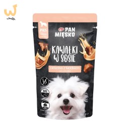 PAN MIĘSKO Kawałki w sosie Cielęcina z królikiem (dorosły) - Karma mokra dla psa - 150g