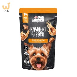 PAN MIĘSKO Kawałki w sosie Indyk z kaczką (dorosły) - Karma mokra dla psa - 150g