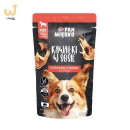 PAN MIĘSKO Kawałki w sosie Wołowina z koziną (dorosły) - Karma mokra dla psa - 150g