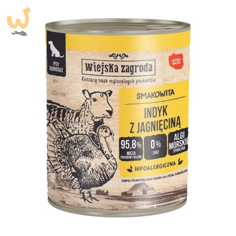 Wiejska Zagroda Indyk z jagnięciną - mokra karma dla psa - 800g Wiejska Zagroda Indyk z jagnięciną - mokra karma dla psa - 800g