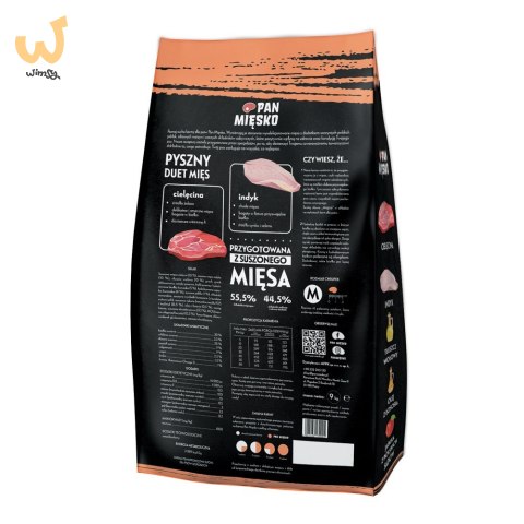PAN MIĘSKO Cielęcina z indykiem (dorosły) chrupki M - Karma sucha dla psa - 9kg PAN MIĘSKO Cielęcina z indykiem (dorosły) chrupki M - Karma sucha dla psa - 9kg